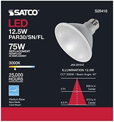 Satco S29416; LED номиналните лампи; 12,5 W; PAR30SN LED; 3000 ДО; 40 градуса. Ъгъл на греда; Средна база; 120 Волта;