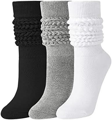 JOCMIC, 3 Чифта Чорапи с занижени засаждане, Дамски Дълги Чорапи до коляното, Размер 6-11