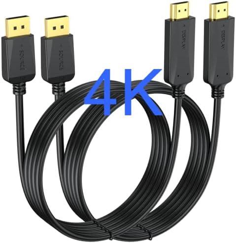 Кабел 4K DisplayPort-HDMI 15 фута, 2 комплекта 4K DP (Display Port)-HDMI, HDTV Кабел в оплетке от един мъж към мъж, Поддържа