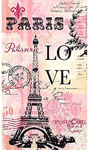2-слойна хартиени кърпи за гости amscan Paris Love, 16 карата | прибори за партита, многоцветни, един размер (530020)
