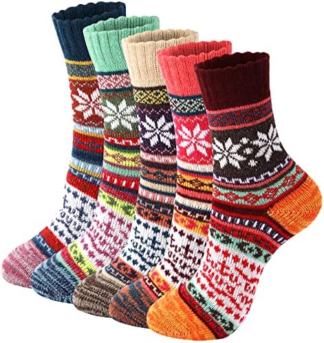 Вълнени чорапи Trifabricy - Реколта Зимни Топли Вълнени Чорапи за Жените, Меки Удобни Чорапи, Дебела терлици за жени