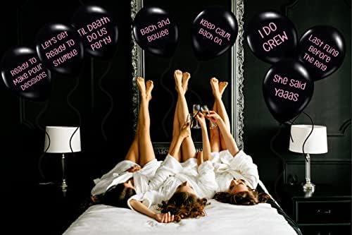 Забавни балони за моминско парти | - Забавна украса за младоженци, Булчински душ или моминско парти за булката | Стилен Декор 8 опаковки с различни фрази (8 x) (Черен / р?