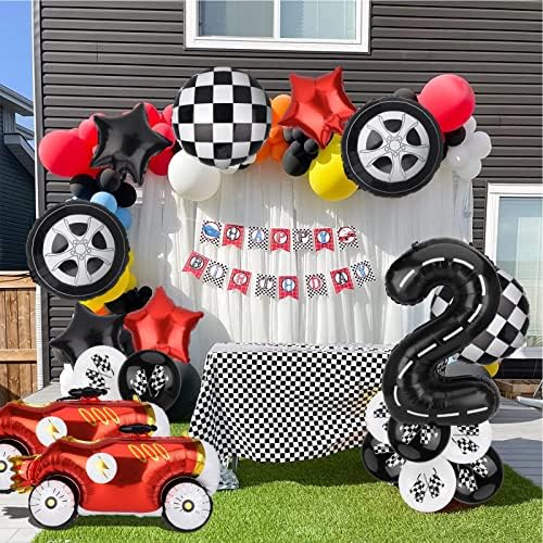 Jspupifip 23 бр. Балони за състезателни автомобили, Балони за рождения Ден, Автомобили Парти, Изпъстрен Знамена, Балони,