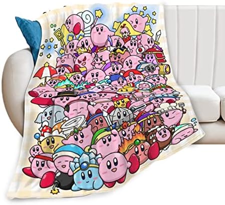 Одеало Kirby от супер Мек Микрофибър, Ултра Пухкави Мультяшные Одеяла за дивана-легло, Хол (M 50 x 40), приятна и лесна за деца, Момичета, Деца за целия сезон