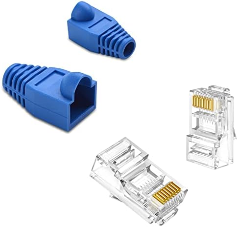 Пресклещи Brileine RJ-45, Минавайки щипец RJ-45, Универсален комплект клещи за Ethernet с 50 бр Проходными конектори Cat5e Cat6, RJ-45, 50 бр Капаци, мини-устройство за източване на кабели