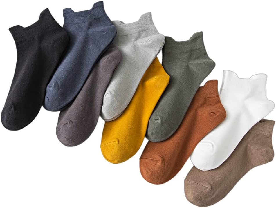 BaoCaiCai 9 Чифта мъжки чорапи на бос крак, Мъжки чорапи от чист памук, дишащи и абсорбиращи потта, противоскользящий Дизайн