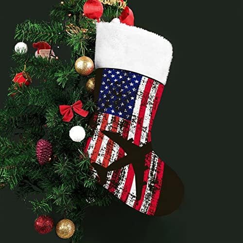 Самолет на САЩ Флаг Червен Коледни Празници Чорапи Дом Декорации за Коледната Елха Камина Окачени Чорапи