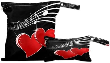 Музикална Нота Червено Сърце на Любовта 2 елемента Водоустойчив Влажна, Суха Чанта за многократна употреба Моющийся Детски