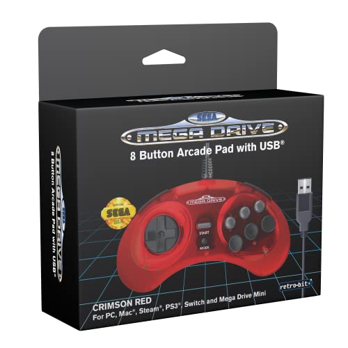 Ретро-Битов Официален USB контролер Sega Mega Drive с 8-Кнопочной аркадна панел за Sega Genesis Mini, Switch, PC, Mac,