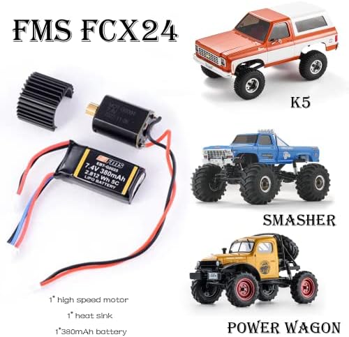 Резервни части за обновяване на FMS за FCX24: Високоскоростен двигател + FMS LIPO Батерия 2S 380mAh + 130 Плача на двигателя