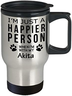Кафеена Чаша За Любителите на кучета В Пътуване - Щастлив Човек С Акитой - Подаръци За спасението на Собствениците на