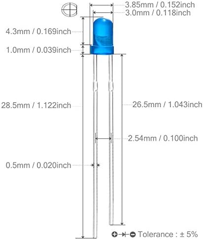 CHANZON 100 бр 3 мм Мигащи Сини led диодни лампи 1,5 Hz Мигащи (си broken леща от Матово Кръгла dc 3 В 20 ma) Лампи ярко
