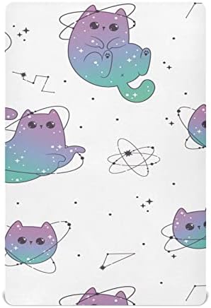 Мини-Чаршаф за легло AIXIWAWA (Cosmos Cats) за деца, Дишаща и Лека, Стенна Playard Sheet Pack n Матрак за бебешко легло