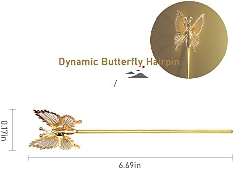 2 пакета Пръчки, Пеперуда Китайската Родословни Златна Пеперуда Пръчка За Коса На Пръчки Родословни Перуки за Жени, Момичета