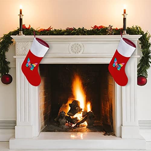 Коледни Чорапи с Папийонка Червено Кадифе, с Бял Пакет шоколадови Бонбони, Коледни Декорации и Аксесоари за вашето семейно