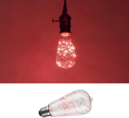 YDJoo ST64 Червени Страхотна електрически Крушки 3 W, led крушка на Едисон, Равностойността на 30 W, Фини Гирлянди от Звездна Медна тел, Лампи от Прозрачно Стъкло, led Декорати