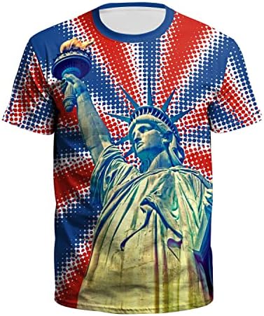 Дълга Мъжка Риза, Мъжки Ризи, Ежедневни Летни Тениски С Къс Ръкав, 3D Дигитален Печат, Памучни Тениски на Деня на Независимостта,