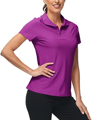Женска тениска MoFiz UPF 50+ с къс ръкав За Голф, Тенис, Поло, Охлаждаща Риза за Боулинг с цип, Бързосъхнеща Тениска е За Активни Тренировки