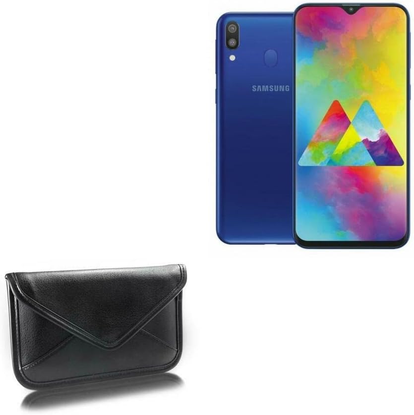 Калъф BoxWave, който е Съвместим с Samsung Galaxy M21 (Case by BoxWave) - Луксозни Кожена чанта-месинджър, дизайн своята практика-плик от изкуствена кожа за Samsung Galaxy M21 - Черно jet black