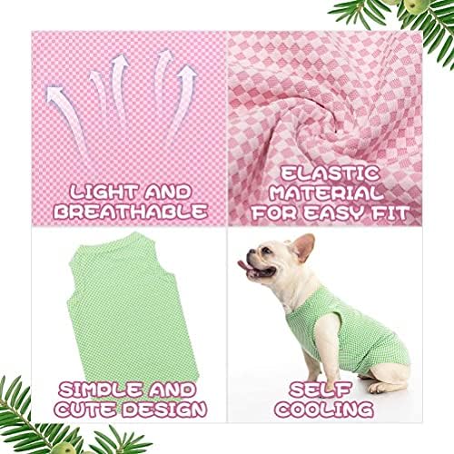 Hozz 2 опаковки, ризи за френски Булдог от памук, Модерен Жилетка, Риза за френските кучета, Розов и зелен M, Среден