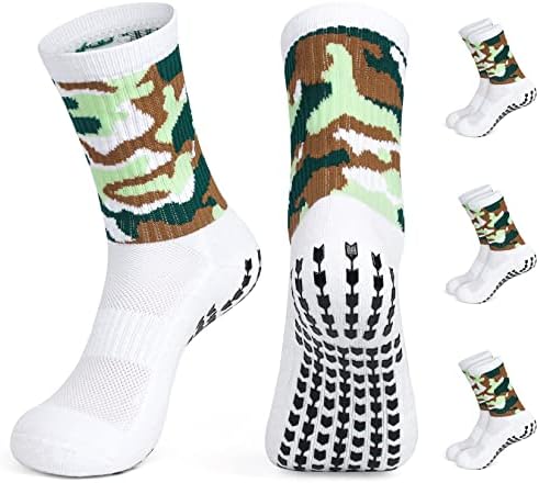 BangJiaju Нескользящие Футболни Чорапи за мъжете, 3 Чифта Мъжки Чорапи с Подложки, Спортни Чорапи за Футбол, Ръгби, Баскетбол,