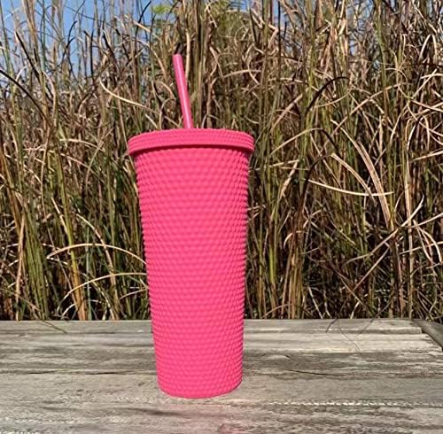 Двупластова Пластмасова Чаша от Дуриана COZLA с Соломинкой и капака на Външната Пластмасова Чаша за Матова Вода Durian Cup Розов Цвят