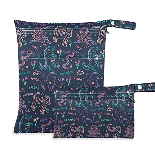 Чанта за Влажни сушене с Мультяшными Динозаврите xigua, 2 опаковки, Водоустойчив Подвесная Тъканно Чанта-Органайзер за