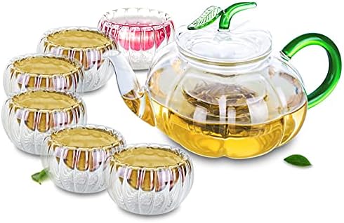 Новост Xjhoma Чаен комплект - Тиква чайник, кана за Кафе и 6 Малки Мини чаени чаши