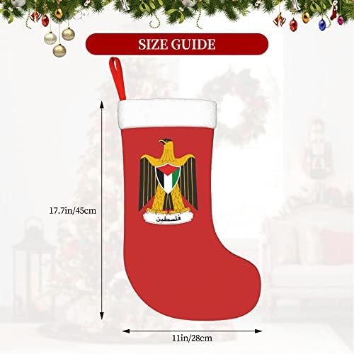 QG ZZX Коледни Чорапи с Бяла Супер Меки Плюшени белезници с Националното знаме на Палестина Коледни Чорапи, Коледни Украси