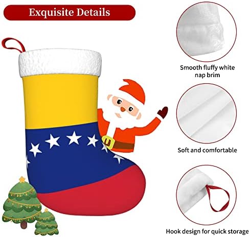 QG ZZX Коледни Чорапи с Бяла Супер Меки Плюшени белезници Знаме на Венецуела Коледни Чорапи, Коледни Украси Отглеждане