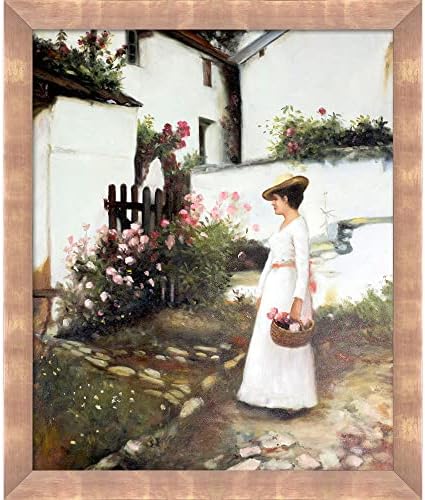 Пастиш Събиране на летните цветя в Девонширском градина в рамка от розово злато, 23x 27
