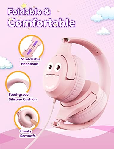 iClever BTH02 Детски Bluetooth-Слушалки и Детски Слушалки с Смайликами, Стереозвук, Регулируема лента за глава, Сгъваеми