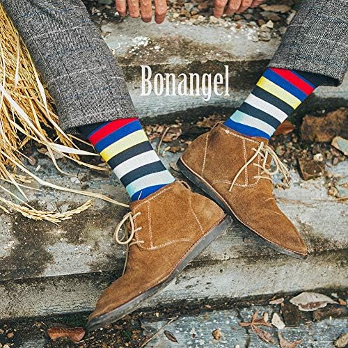 Мъжки чорапи BONANGEL's Fun Dress Socks -Цветна Забавна Новост, Определени Чорапи за екипажа, Художествени Чорапи