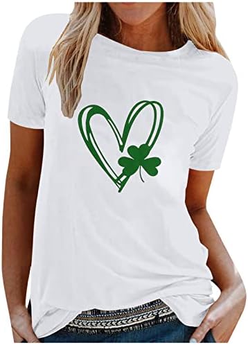 Женска Тениска с къс ръкав GreenClover, Празнична Ежедневни Риза с Принтом във формата на Сърце, Облегающая Тениска с