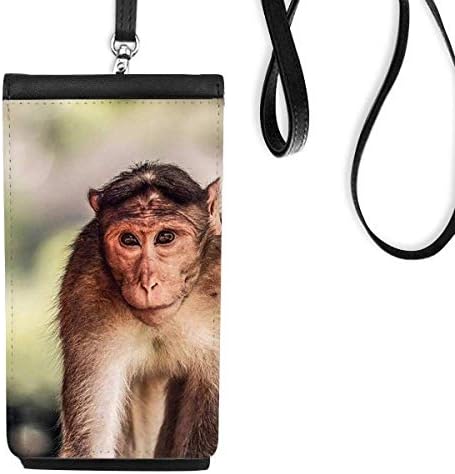 Маймуна Земята Тялото На Животното Телефон В Чантата Си Портфейл Окачен Мобилен Калъф Черен Джоба