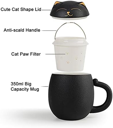 Чаши Rain House Cat с приготвяне на чай и капак, Сладки Чаени Чаши, Кавайная Керамична чаша за Приготвяне на Притурки, Порцеланова Чаша ръчна изработка, чайникът за домашн