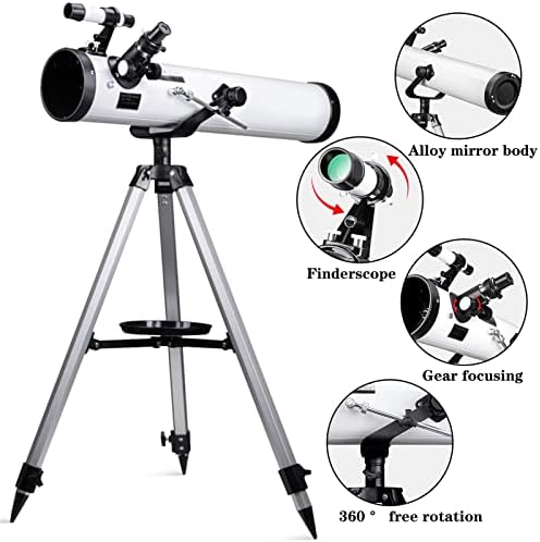Детски телескоп Timisea за начинаещи, Апертура 76 мм Фокусно разстояние 700 мм, Прицел за деца и астрономия, Астрономически