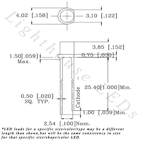 3 мм Широкоъгълен топло/мек бял светодиод с плосък покрив - Ултра ярък (опаковка от 500 броя)