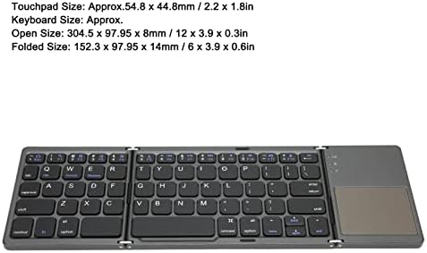Сгъваема Bluetooth клавиатура GOWENIC 63 клавишите със сензорен панел за Windows, iOS, Android, Метален Тънък Мини-Сгъваема клавиатура B033, Преносима Безжична клавиатура Mini БТ с възмо