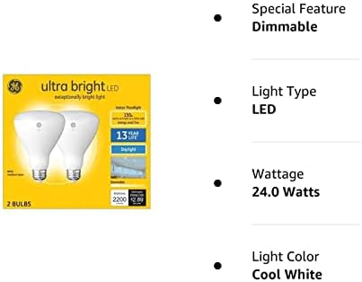 GE LED ultrabright 150 W Еквивалент на BR30 на флуоресцентни Лампи, с регулируема яркост за вътрешно осветление (2 опаковки)