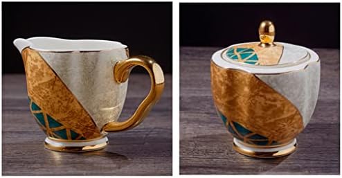 TJLSS Златен инкрустирани геометричен модел порцелан чай, чаша, Керамична чаша, Следобеден чай, набор от кафе консумативи (Цвят: A, размер: както е показано на фигурата)