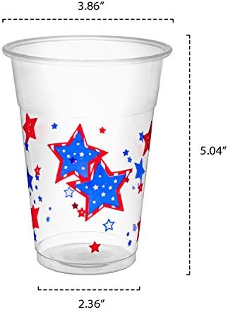 Предмети от първа необходимост за партита, 20 парчета, Меки Пластмасови Чаши с принтом под формата на звезди и ленти, 16 мл, Прозрачни