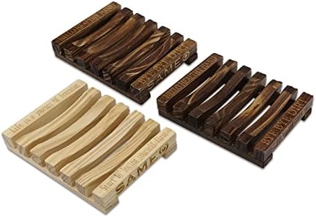Държач за сапун ястия от дърво SAMEO (3 бр. в 1 комплект), Поставка за дървени Мыльниц, ръчно изработени Аксесоари за вашата баня, при кухненските мивки