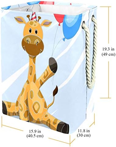 Inhomer Cartoony Жираф с въздушно топка-01 Голяма Кошница за дрехи, Водоустойчив Сгъваема Кошница за Дрехи, Органайзер