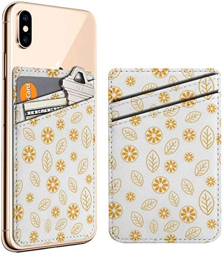 (Orange Водещата линия) Държач за мобилен телефон с лична карта, кредитна карта, Кожен Държач за чантата, Джоба калъф, съвместим с iPhone, Samsung Galaxy с Android