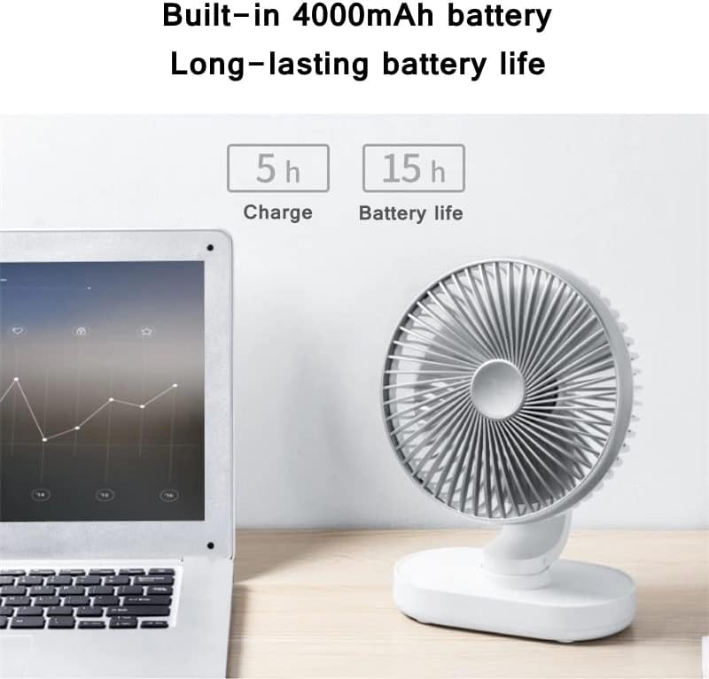 n/a Electric USB Автоматично Въртящ се настолен вентилатор Акумулаторна батерия 4000 mah Безшумен Портативен за Домашния офис (Цвят: A, размер: както е показано)