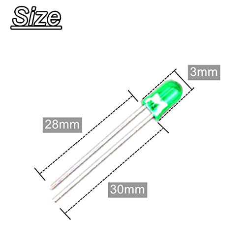100шт 3 мм зелени Мигащи разпръснати led диоди с оттеглянето 29 мм, 2-Пинов дизайн за постоянен ток 2, 1,5 Hz RGB (един-цветен