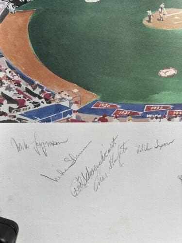 Плакат-Литография Busch Stadium С МНОЖЕСТВО НАДПИСИ LE /750 28x34 18 подписи КАРДИНАЛИТЕ sigs - Изкуството на MLB с автограф
