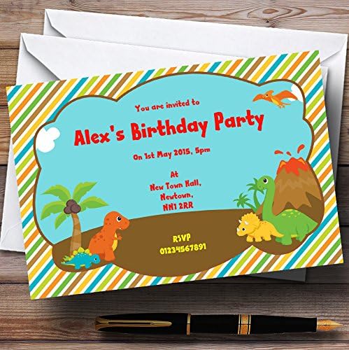 Малки сладки Динозаврики Персонални Покани На Парти по случай рождения Ден