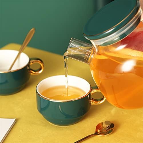 Набор от кафе чаши от орехово дърво, европейският керамичен комплект чаши, английски следобеден чай, чай, цветя кана (Цвят: A, размер: както е показано на снимката)